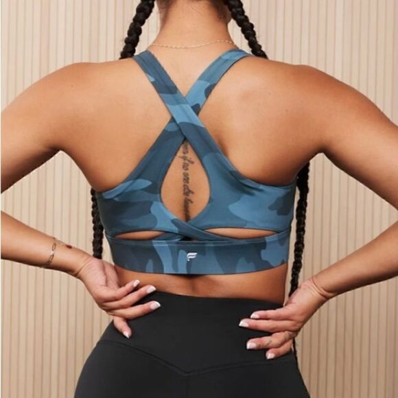 NWT Fabletics No bounce Sports Bra, Midnight wave Camo, Size 1X - Picture 2 of 10